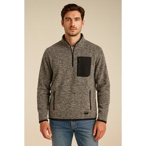 Abercrombie & Fitch Men's M Jacket 1/4 Zip Gray Mock‎ Fleece Outdoor Dad Core